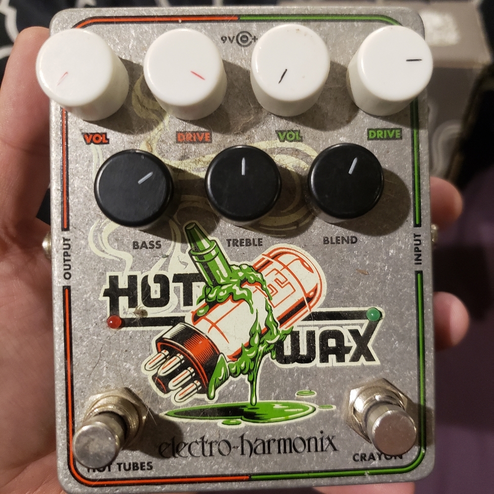 EHX Electro Harmonix Hot Wax dual drive electric guitar pedal.